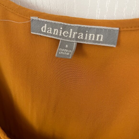 Anthropologie Daniel Rainn Mustard Yellow Embroidered Belted 3/4 Sleeve Dress - Picture 4 of 16